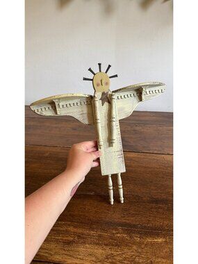 Folk Art Angel Wall Hanging Made From Upcycled Parts